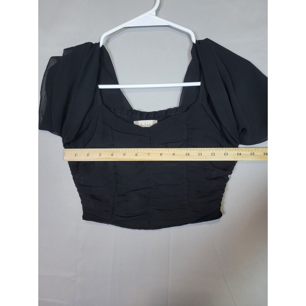 Altar'd State Black Chiffon Sheer Long Sleeve Ruched Crop Top XS Dark Romantic - Picture 5 of 11